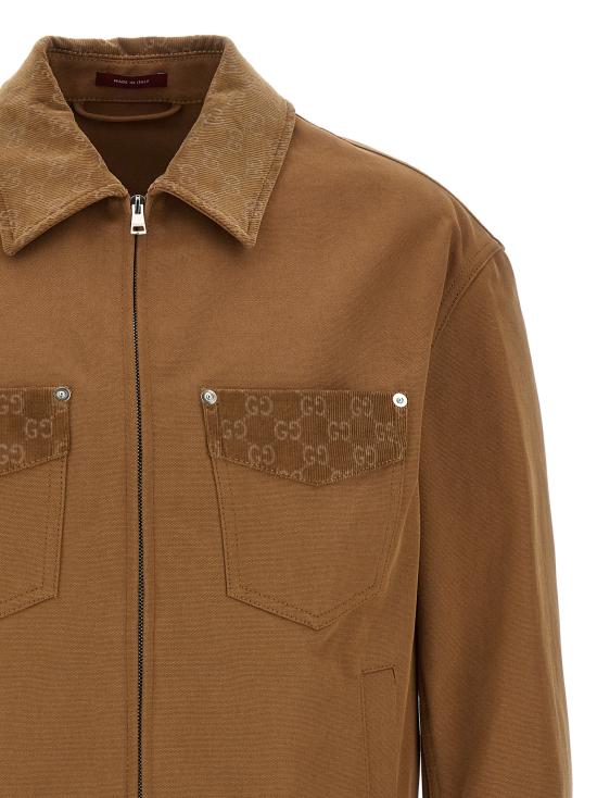26SS 구찌 GG 디테일 집업 자켓 854304ZAUJI2630 Brown - GUCCI