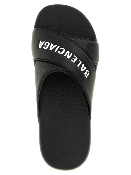 26SS 발렌시아가 스포티 풀 로고 슬라이드 866163W0FPD1090 White Black - BALENCIAGA