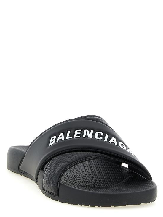 26SS 발렌시아가 스포티 풀 로고 슬라이드 866163W0FPD1090 White Black - BALENCIAGA