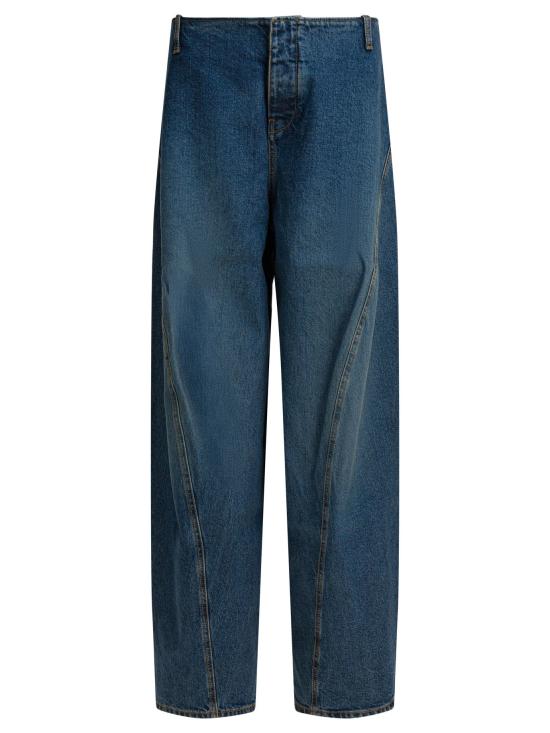 25FW 알라이아 데님 팬츠 카고 진 블루