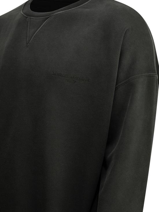 26SS 마르지엘라 긴팔 티셔츠 로고가 있는 크루넥 스웨트셔츠 블랙 - MAISON MARGIELA