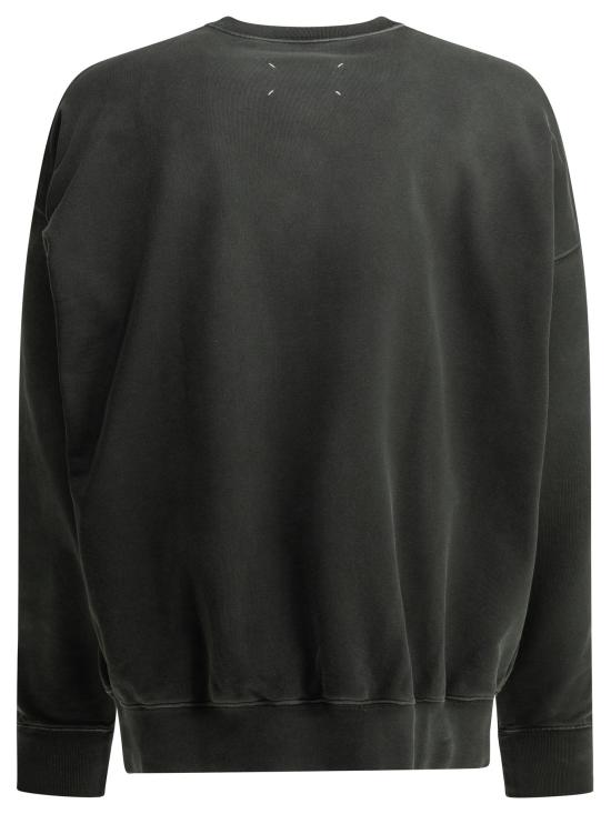 26SS 마르지엘라 긴팔 티셔츠 로고가 있는 크루넥 스웨트셔츠 블랙 - MAISON MARGIELA