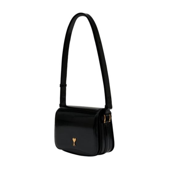 26SS 아미 스몰 하트 로고 글레이즈드 레더 파리 백 ULL717 AL0139 001 black - AMI