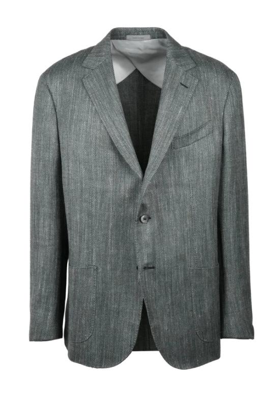 25SS 꼬르넬리아니 수트 자켓 울 실크 린넨 재킷 - 세이지 그린