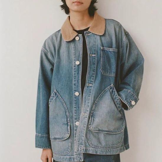  샤이나 모트 데님 자켓 페인터 코트 데님 재킷 빈티지 인디고