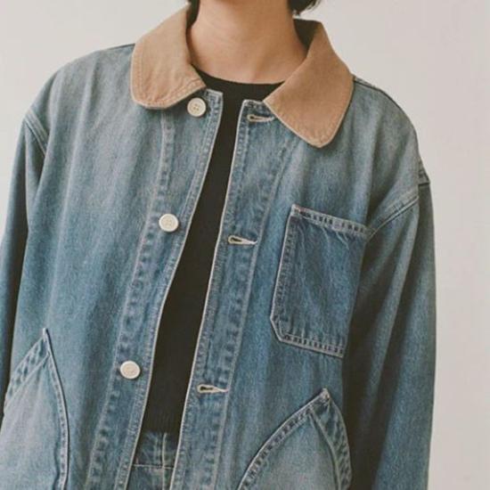  샤이나 모트 데님 자켓 페인터 코트 데님 재킷 빈티지 인디고 - SHAINA MOTE
