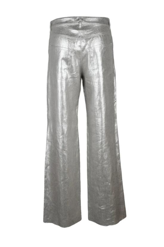 25SS 막스마라 스트레이트 팬츠 와이드 레그 린넨  - 골드 - MAX MARA