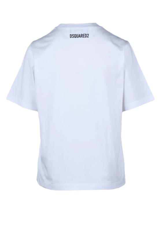 25SS 디스퀘어드2 반팔 티셔츠 크롭 화이트 티셔츠 - DSQUARED2