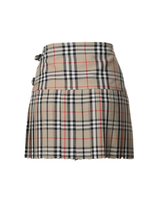 26FW 버버리 빈티지 체크 비대칭 플리츠 울 8025832 A7028 ARCHIVE BEIGE - BURBERRY