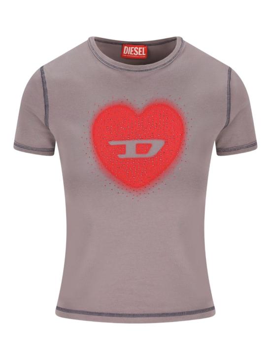 26FW 디젤 Slim heart print 티셔츠 A20980 0QHHA96I DARK GREY