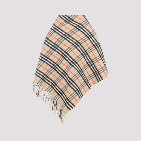 26FW 버버리 체크 패턴 프린지 케이프 8113128 A2021 SAND - BURBERRY