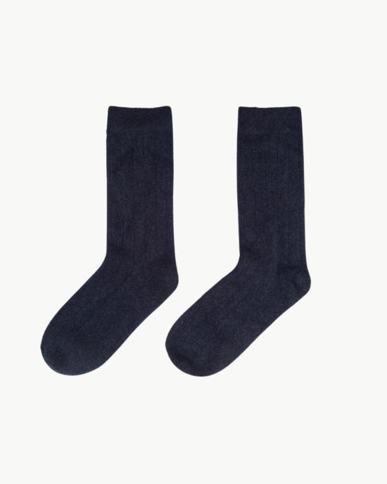  화이트 워렌 양말 화이트 + 워렌 캐시미어 골지  딥 네이비