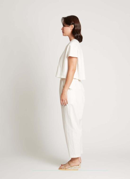  카렘 스트레이트 팬츠 Kaarem 유니섹스 이즈 테이퍼드 리넨 포켓 팬츠 - KAAREM