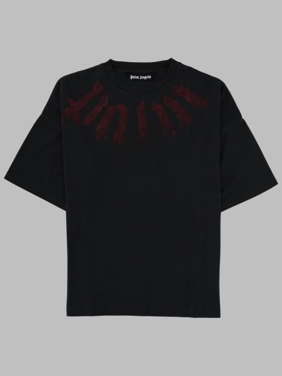 26FW 팜앤젤스 빅 넥 로고 루즈 티셔츠 PMAA10DS26 JER0021028 BLACK