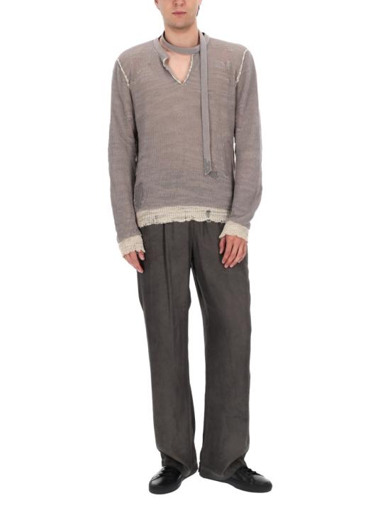 26SS 디젤 K-DAIANERIS 바이커 넥 스트랩 디스트레스드 스웨터 A23159 0EGEG7FM GREY