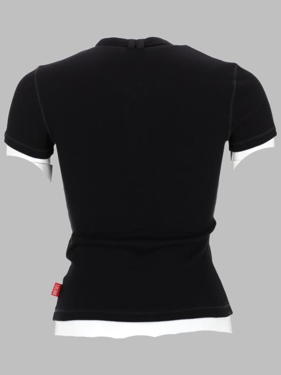 26SS 디젤 T-알레시 골지 바이커 넥 탑 A23645 0JEAI9XX BLACK - DIESEL