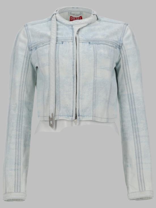26SS 디젤 드-사픽스-Fsi 크롭트 재킷 인 아이스-블루 새틴 데님 A23470 09Q1601 BABY BLUE