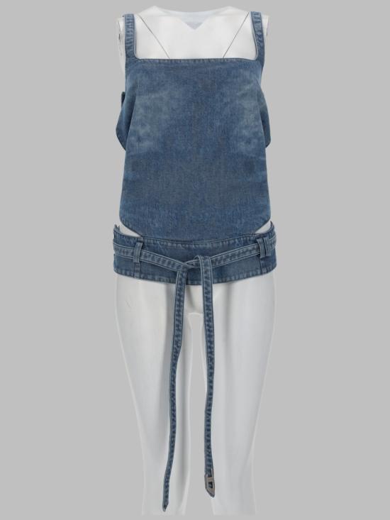 26SS 디젤 드-사이라-Fsi2 오픈-백 탑 인 새틴 데님 A23787 09P2301 DENIM