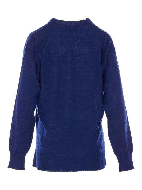 26SS 아미 씬 울 크루넥 아미 드 하트 스웨터 UKS856KN0066A021 Blue - AMI