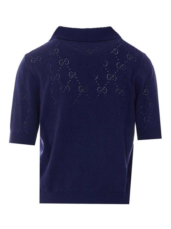 26SS 구찌 GG 포인텔 코튼 실크 폴로 셔츠 856203XKFCO4522 Blue - GUCCI
