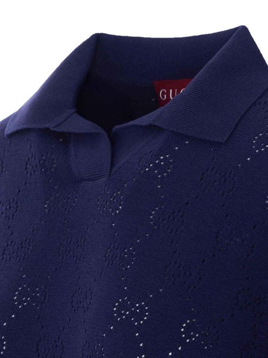 26SS 구찌 GG 포인텔 코튼 실크 폴로 셔츠 856203XKFCO4522 Blue - GUCCI