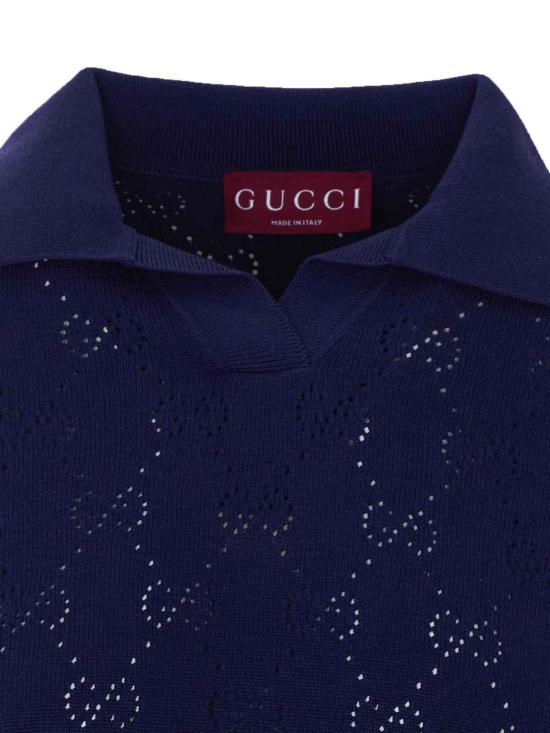 26SS 구찌 GG 포인텔 코튼 실크 폴로 셔츠 856203XKFCO4522 Blue - GUCCI