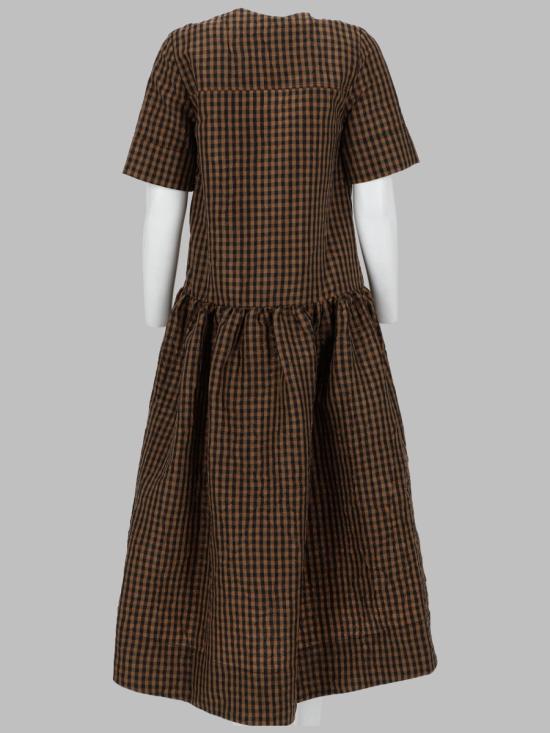 26SS 가니 크링클 체크 롱 드레스 A1030137 925 BROWN - GANNI