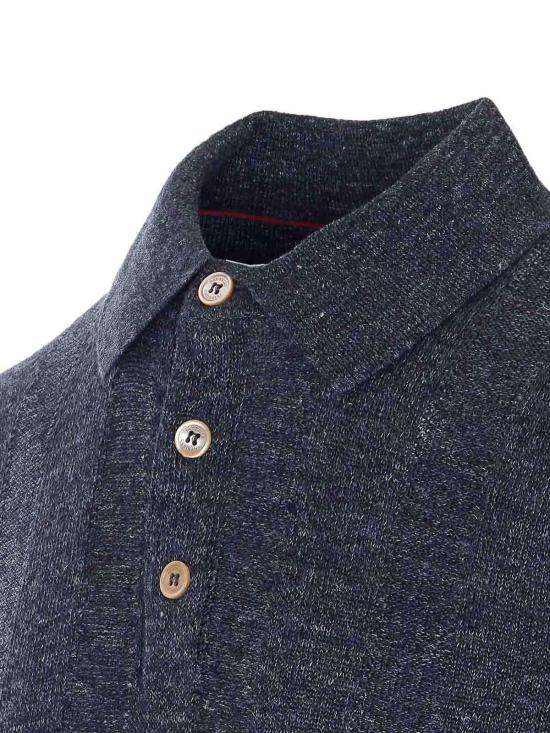 26SS 브루넬로 쿠치넬리 와이드 립 코튼 리넨니트 폴로셔츠 M2L707815CGB23 Grey - BRUNELLO CUCINELLI