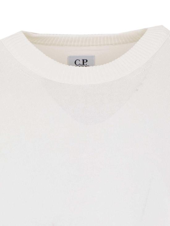 26SS 씨피 컴퍼니 코튼 크레이프 크루넥 렌즈 스웨터 20CMKN105A006323O103 White - C.P. COMPANY