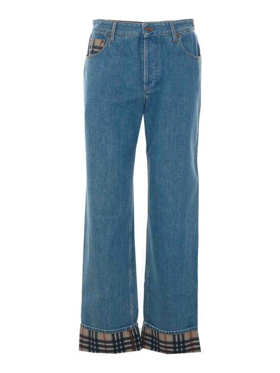 26SS 버버리 스트레이트 체크 턴업 진 8116361 Denim