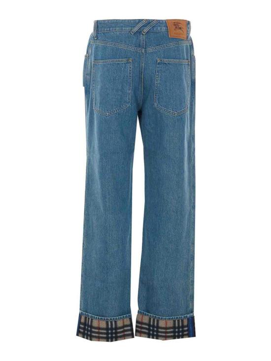 26SS 버버리 스트레이트 체크 턴업 진 8116361 Denim - BURBERRY