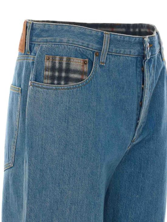 26SS 버버리 스트레이트 체크 턴업 진 8116361 Denim - BURBERRY