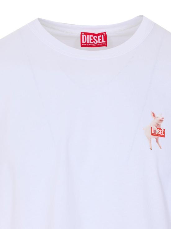 26SS 디젤 T-Norm 로고 프린트 티셔츠 A220050PLAT100 White - DIESEL
