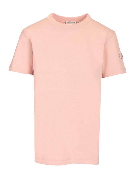 26SS 몽클레어 자수 로고 코튼 티셔츠 L10938C0002989AUO51E Pink