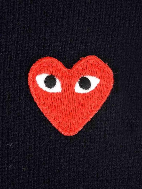 26SS 꼼데가르송 플레이 레드 하트 니트 가디건 AXN0070512 Blue - COMME DES GARCONS