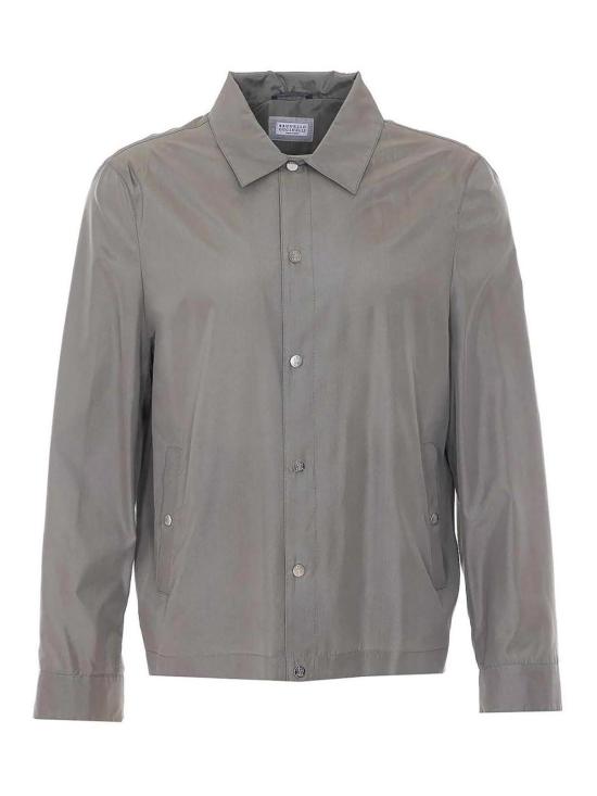 26SS 브루넬로 쿠치넬리 언라인드 멤브레인 실크 블루종 MZ4216541C965 Grey