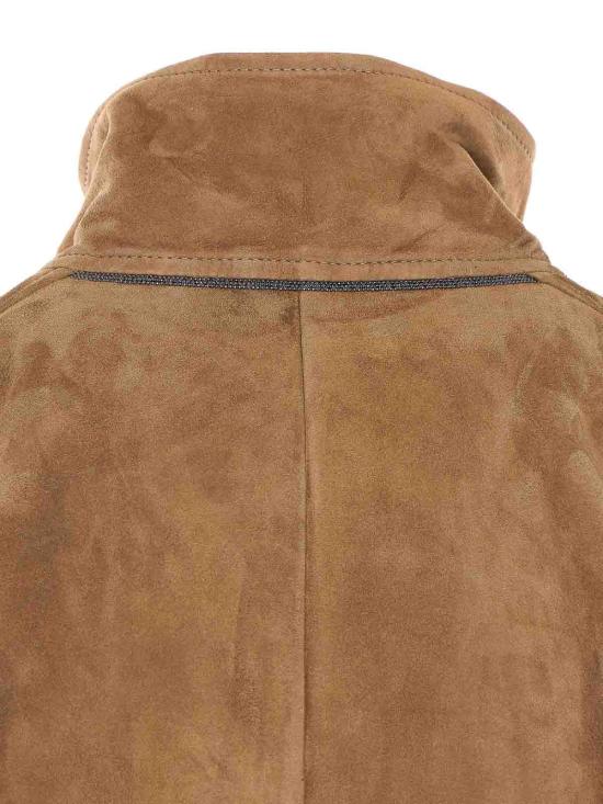 26SS 브루넬로 쿠치넬리 스웨이드 트윌 사파리 재킷 MPCAI7853C9267 Brown - BRUNELLO CUCINELLI