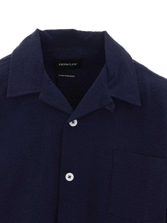 26SS 하울린 반팔 셔츠 COCKTAILSHIRTCRISPYSEERSUCKERNAVY Blue - HOWLIN