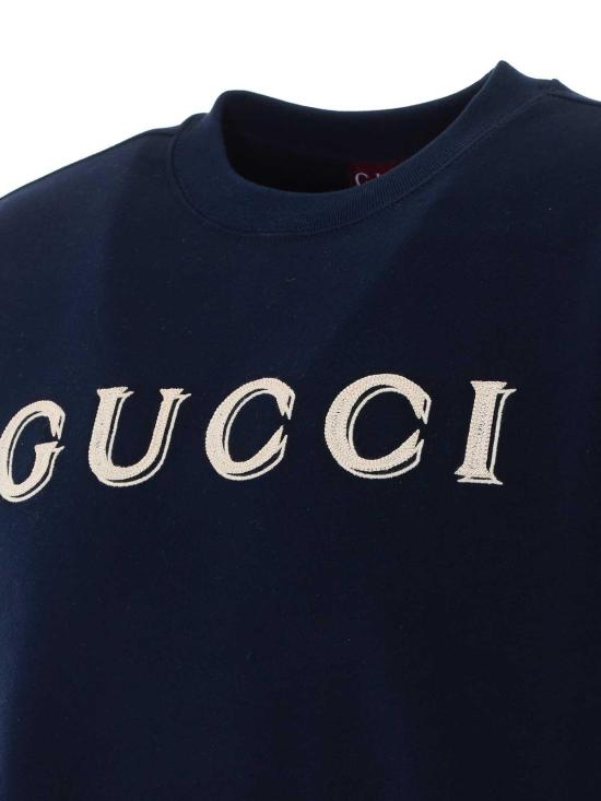 26SS 구찌 자수 코튼 저지 스웨트셔츠 854224XJHNA4794 Blue - GUCCI
