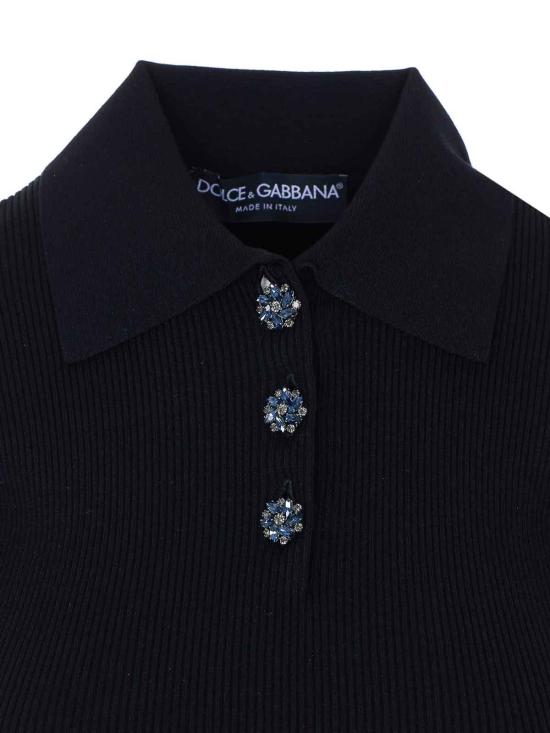 26SS 돌체앤가바나 립드 폴로 스웨터 FXZ41ZJFMHGN0000 Black - DOLCE & GABBANA