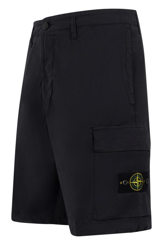 26SS 스톤 아일랜드 스트레치 코튼 텔라 파라슈트 카고 쇼츠 S15L100020S0003V0020 black - STONE ISLAND