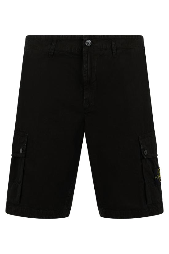 26SS 스톤 아일랜드 브러쉬드 오가닉 코튼 캔버스 올드 이펙트 슬림핏 카고 쇼츠 S15L100019S00WAV0129 black