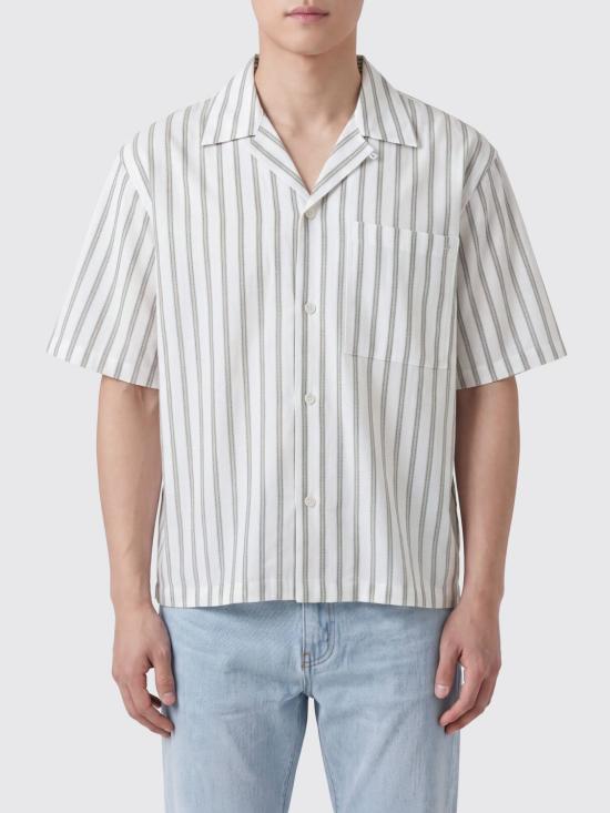 26SS 던스트 반팔 셔츠 UDSH6B321E2 GREEN STRIPE White