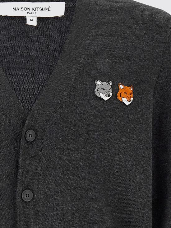 26SS 메종키츠네 더블 폭스 헤드 레귤러 가디건 OM051CFKT1181 P190 Grey - MAISON KITSUNE