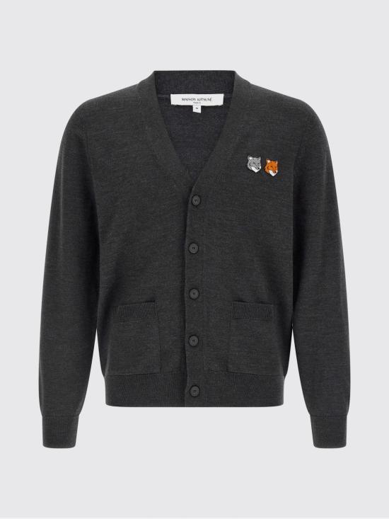26SS 메종키츠네 더블 폭스 헤드 레귤러 가디건 OM051CFKT1181 P190 Grey - MAISON KITSUNE