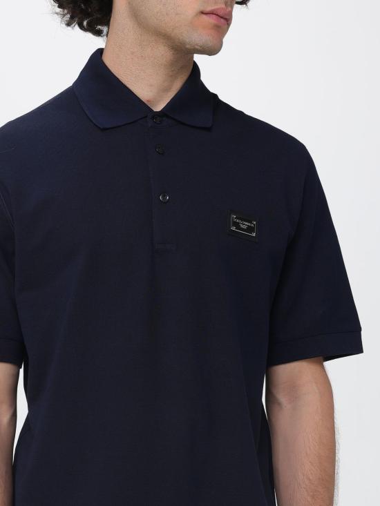 26SS 돌체앤가바나 로고 코튼 피케 폴로 셔츠 G8PL4TG7P1D B0665 Blue - DOLCE & GABBANA