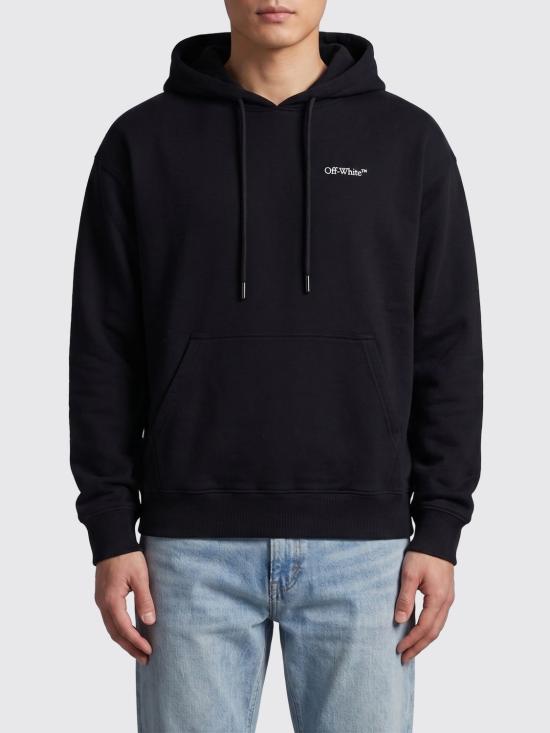 26SS 오프화이트 후드 티셔츠 OMBB085S26FLE00A 0001 Black