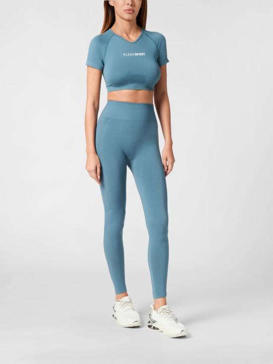 26SS 플레인스포츠 트레이닝 티셔츠 SAECWTK3566STE003N 18 Gnawed Blue - PLEIN SPORT