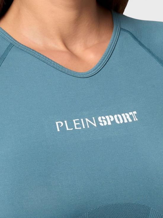 26SS 플레인스포츠 트레이닝 티셔츠 SAECWTK3566STE003N 18 Gnawed Blue - PLEIN SPORT