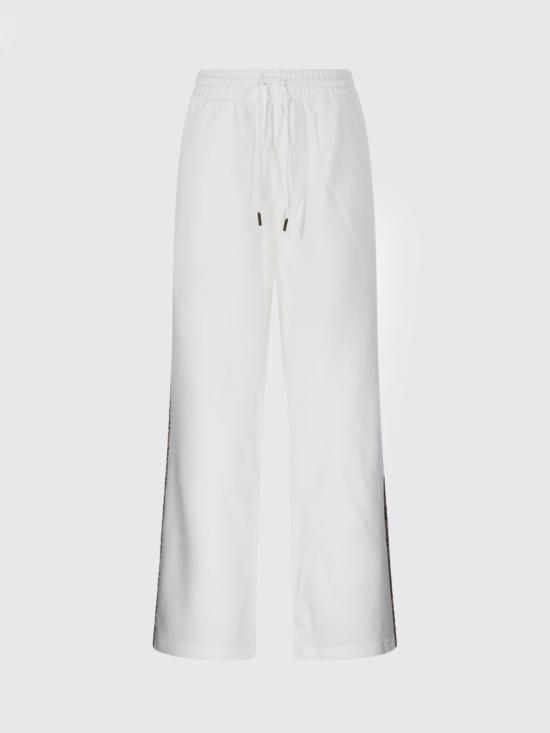 26SS 버버리 체크 트리밍 코튼 트랙 팬츠 8123343 White - BURBERRY